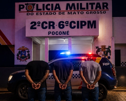 Três homens com mandados de prisão em aberto são capturados pela Polícia Militar em Poconé